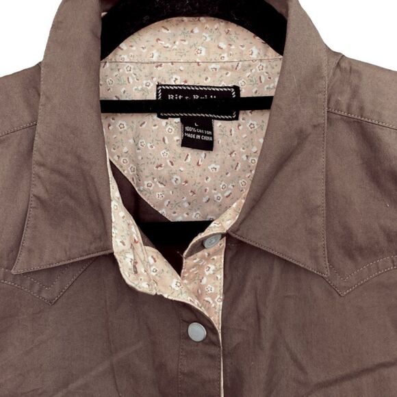 Bit & Bridle Sleeveless Shirt Wm’s Sz Lrg Brown Floral Print Ranch Western Top - Picture 3 of 4